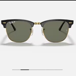Ray-Ban Clubmaster Sunglasses — Black & Gold with Green Lenses